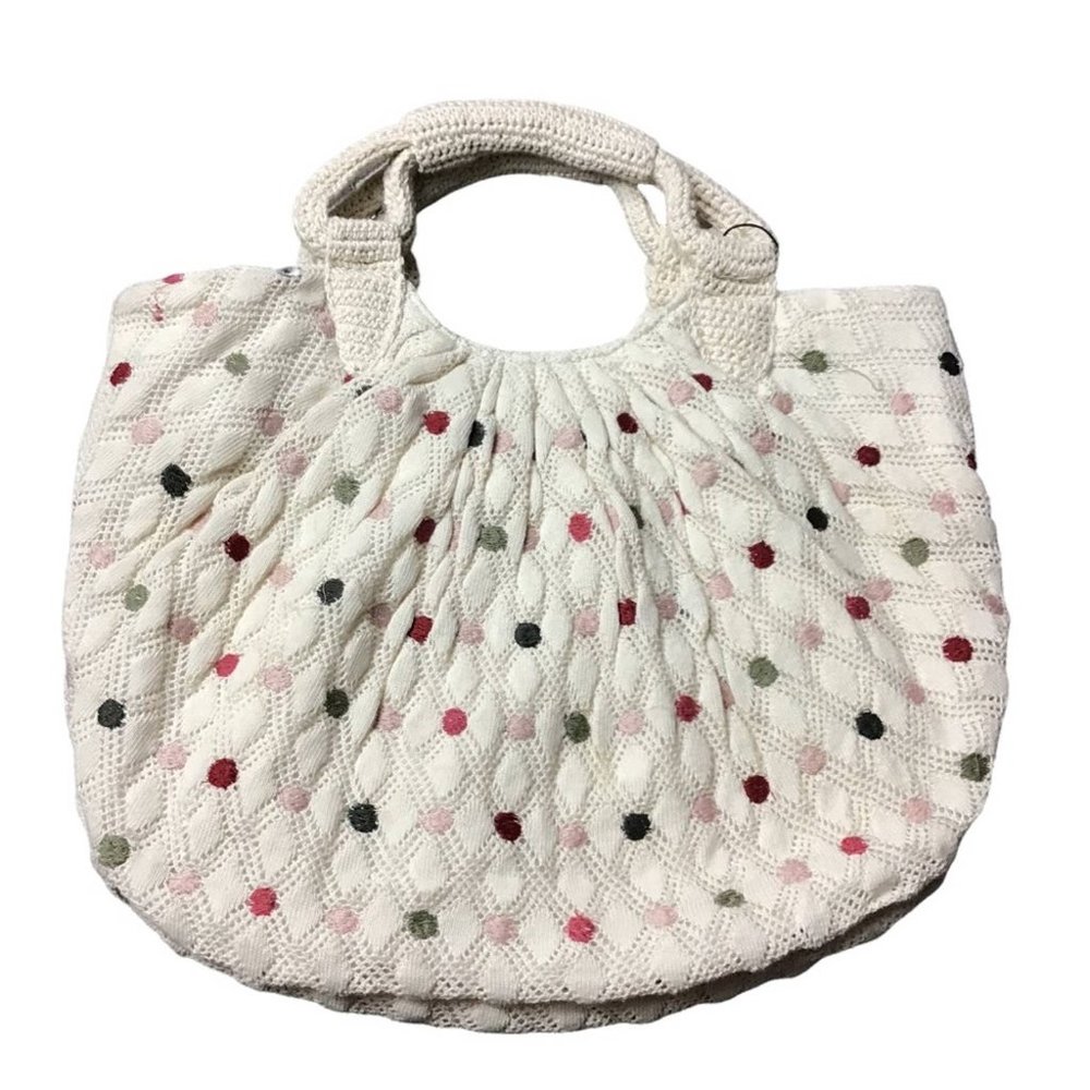 Zara Polka Dot Knit Shopper Cotton Tote